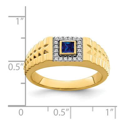 Men's 14K Yellow Gold 1/8 ct tw Lab-Created Sapphire & Diamond Halo Ring – view 8
