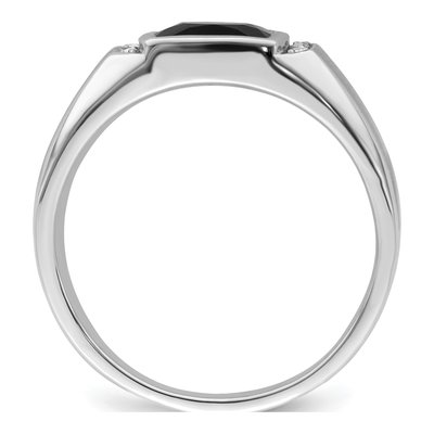 Men's 14K White Gold 1/20 ct tw Onyx & Diamond Cushion Ring – view 3