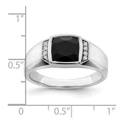 Men's 14K White Gold 1/20 ct tw Onyx & Diamond Cushion Ring – view 4