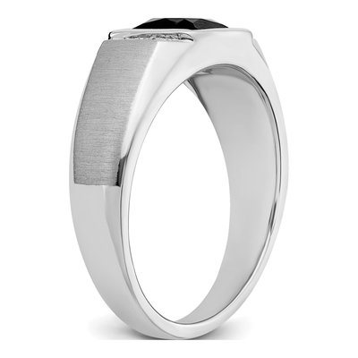 Men's 14K White Gold 1/20 ct tw Onyx & Diamond Cushion Ring – view 8