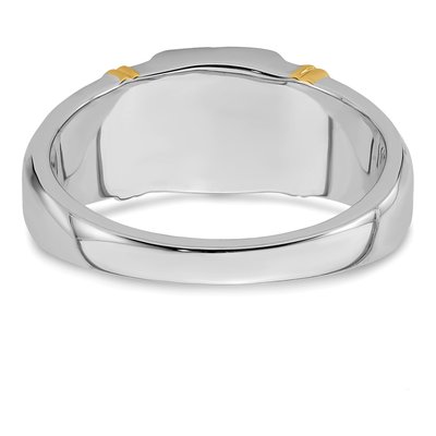 Men's 14K Two-Tone Gold 1/20 ct tw Onyx & Diamond Cushion Ring – view 7