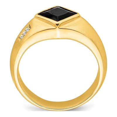 Men's 14K Yellow Gold Onyx & Diamond Square Ring – view 2