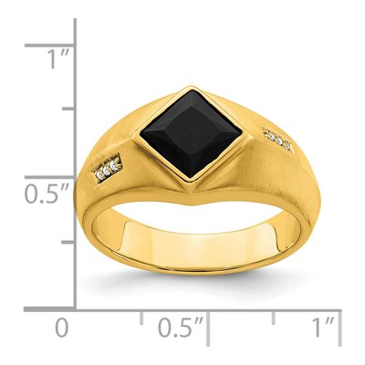 Men's 14K Yellow Gold Onyx & Diamond Square Ring – view 3