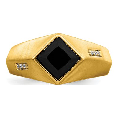 Men's 14K Yellow Gold Onyx & Diamond Square Ring – view 5
