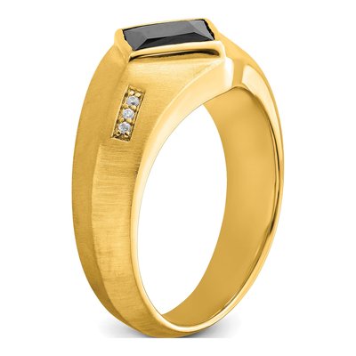 Men's 14K Yellow Gold Onyx & Diamond Square Ring – view 7