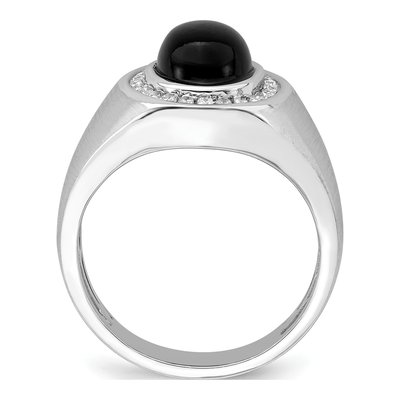 Men's 14K White Gold 1/4 ct tw Onyx & Diamond Oval Cabochon Halo Ring – view 2