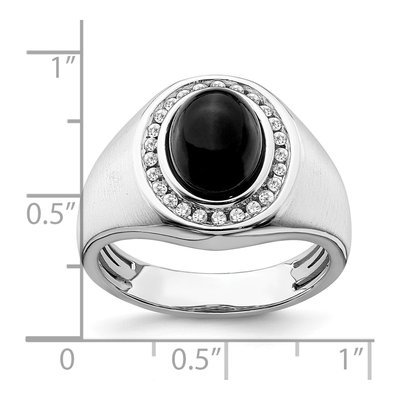 Men's 14K White Gold 1/4 ct tw Onyx & Diamond Oval Cabochon Halo Ring – view 3