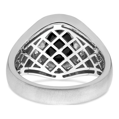 Men's 14K White Gold 1/4 ct tw Onyx & Diamond Oval Cabochon Halo Ring – view 6