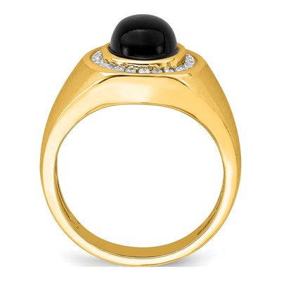 Men's 14K Yellow Gold 1/4 ct tw Onyx & Diamond Halo Ring – view 2