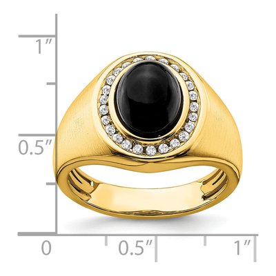 Men's 14K Yellow Gold 1/4 ct tw Onyx & Diamond Halo Ring – view 3