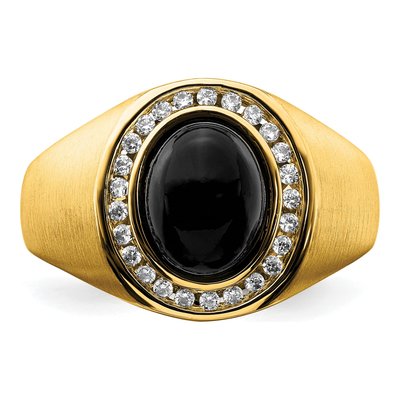 Men's 14K Yellow Gold 1/4 ct tw Onyx & Diamond Halo Ring – view 5