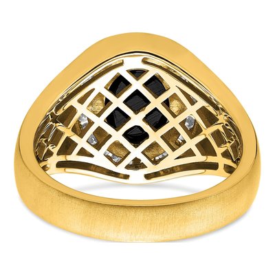 Men's 14K Yellow Gold 1/4 ct tw Onyx & Diamond Halo Ring – view 6