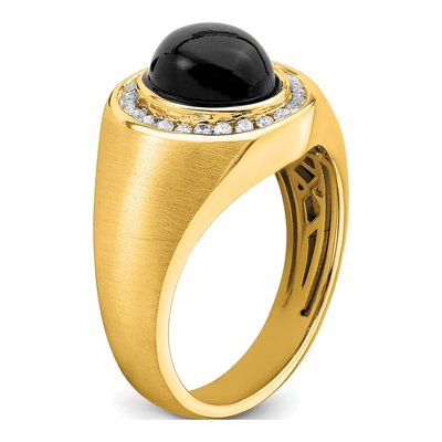Men's 14K Yellow Gold 1/4 ct tw Onyx & Diamond Halo Ring – view 7
