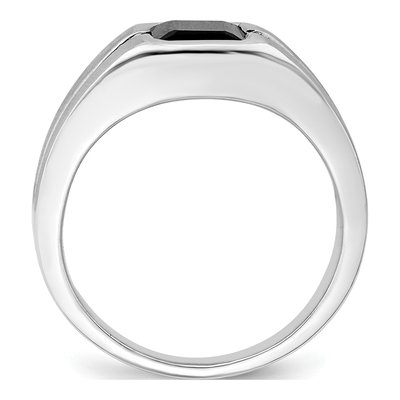 Men's 14K White Gold Onyx & Diamond Octagon Ring – view 3