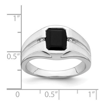 Men's 14K White Gold Onyx & Diamond Octagon Ring – view 4