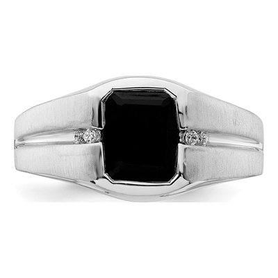 Men's 14K White Gold Onyx & Diamond Octagon Ring – view 6