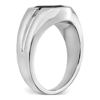 Men's 14K White Gold Onyx & Diamond Octagon Ring – view 8