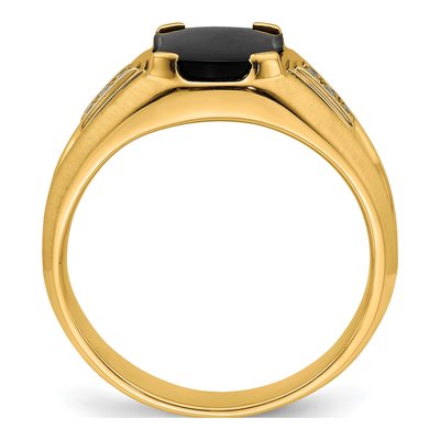 Men's 14K Yellow Gold 1/20 ct tw Onyx & Diamond Octagon Ring – view 2