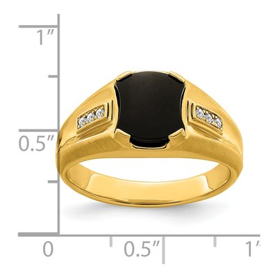 Men's 14K Yellow Gold 1/20 ct tw Onyx & Diamond Octagon Ring – view 3