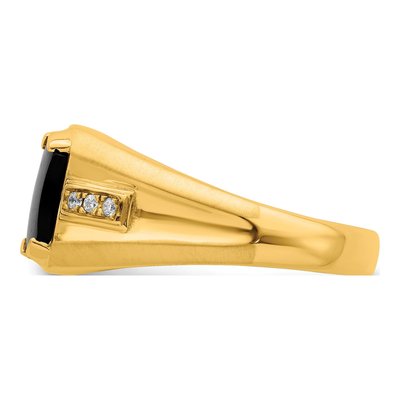 Men's 14K Yellow Gold 1/20 ct tw Onyx & Diamond Octagon Ring – view 4