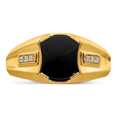 Men's 14K Yellow Gold 1/20 ct tw Onyx & Diamond Octagon Ring – view 5