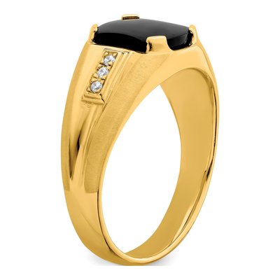 Men's 14K Yellow Gold 1/20 ct tw Onyx & Diamond Octagon Ring – view 7