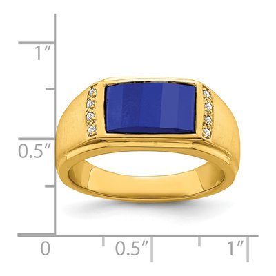 Men's 14K Yellow Gold 1/15 ct tw Lab-Created Sapphire & Diamond Barrel Ring – view 4