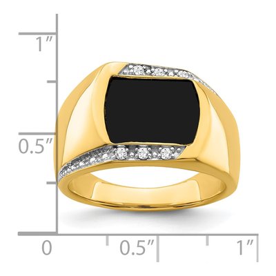 Men's 14K Yellow Gold 1/8 ct tw Onyx & Diamond Cushion Ring – view 3