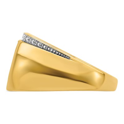Men's 14K Yellow Gold 1/8 ct tw Onyx & Diamond Cushion Ring – view 4