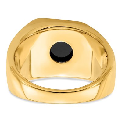 Men's 14K Yellow Gold 1/8 ct tw Onyx & Diamond Cushion Ring – view 6