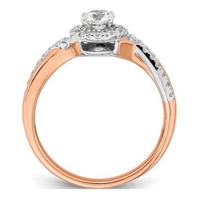 10K Two-Tone Gold 5/8 ct tw Lab-Grown Diamond Round Fancy Halo Engagement Ring – view 2