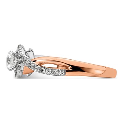 10K Two-Tone Gold 5/8 ct tw Lab-Grown Diamond Round Fancy Halo Engagement Ring – view 3