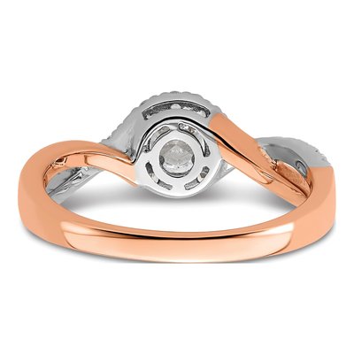 10K Two-Tone Gold 5/8 ct tw Lab-Grown Diamond Round Fancy Halo Engagement Ring – view 5