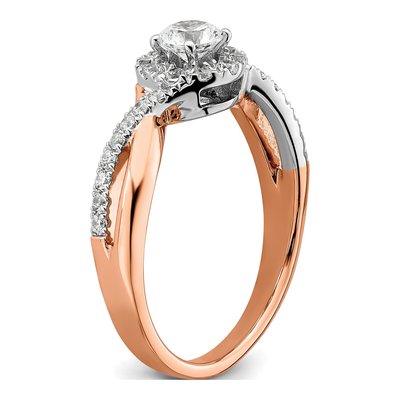 10K Two-Tone Gold 5/8 ct tw Lab-Grown Diamond Round Fancy Halo Engagement Ring – view 6