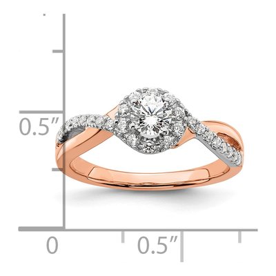 10K Two-Tone Gold 5/8 ct tw Lab-Grown Diamond Round Fancy Halo Engagement Ring – view 7