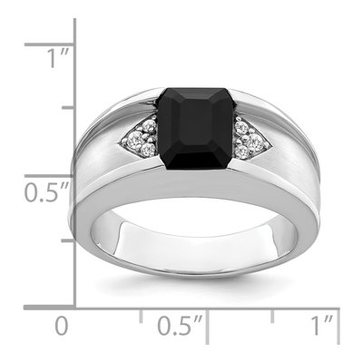 Men's 14K White Gold 1/10 ct tw Onyx & Diamond Ring – view 4