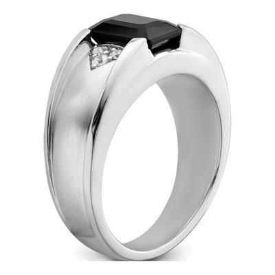 Men's 14K White Gold 1/10 ct tw Onyx & Diamond Ring – view 8