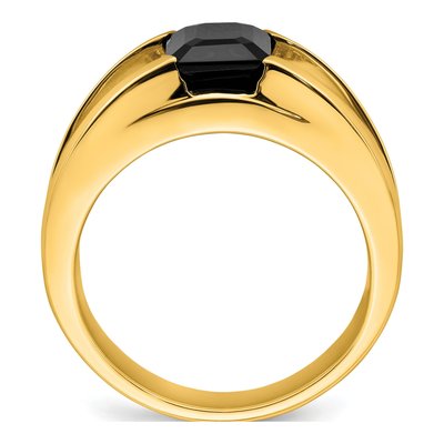 Men's 14K Yellow Gold 1/10 ct tw Onyx & Diamond Ring – view 3