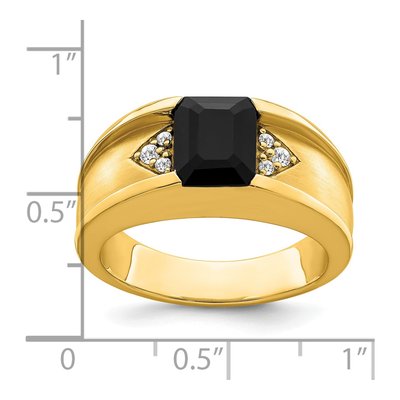 Men's 14K Yellow Gold 1/10 ct tw Onyx & Diamond Ring – view 4