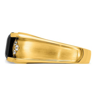 Men's 14K Yellow Gold 1/10 ct tw Onyx & Diamond Ring – view 5