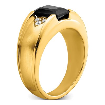 Men's 14K Yellow Gold 1/10 ct tw Onyx & Diamond Ring – view 8