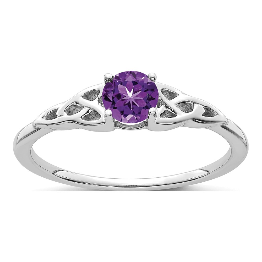 14K White Gold Amethyst Celtic Knot Ring
