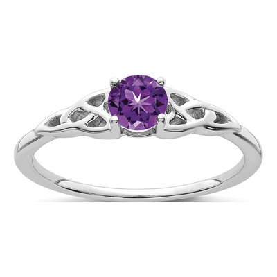 14K White Gold Amethyst Celtic Knot Ring