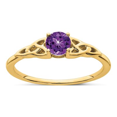 14K Yellow Gold Amethyst Celtic Knot Ring