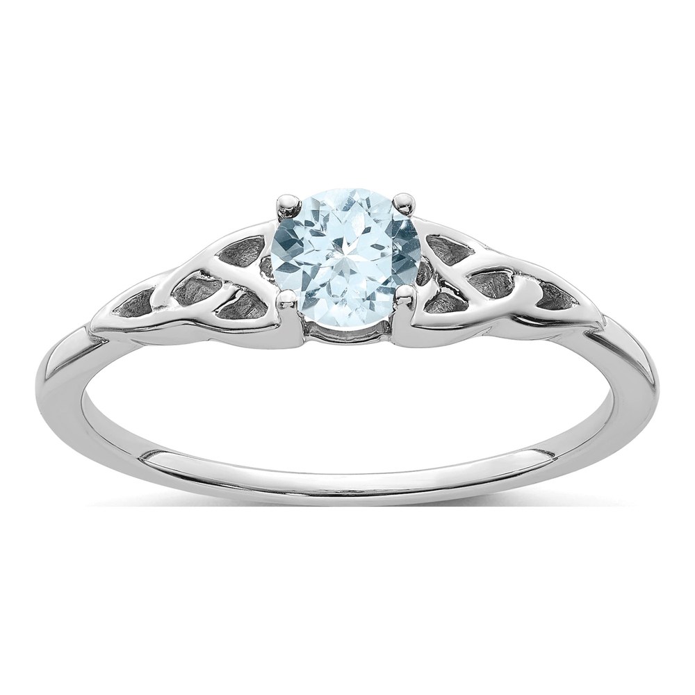 14K White Gold Aquamarine Celtic Knot Ring