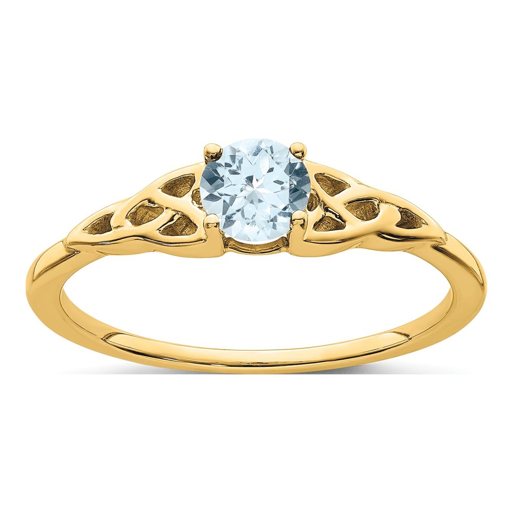 14K Yellow Gold Aquamarine Celtic Knot Ring