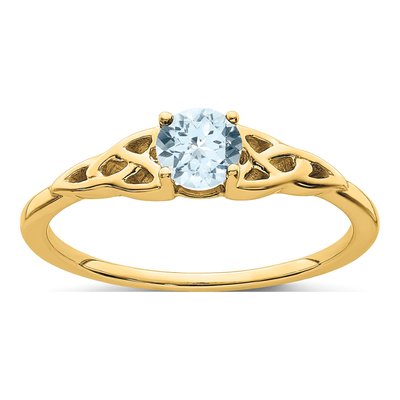 14K Yellow Gold Aquamarine Celtic Knot Ring