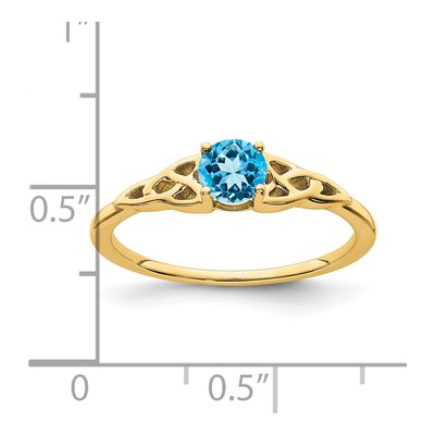 10K Yellow Gold Swiss Blue Topaz Celtic Knot Ring – view 3