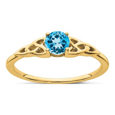 10K Yellow Gold Swiss Blue Topaz Celtic Knot Ring