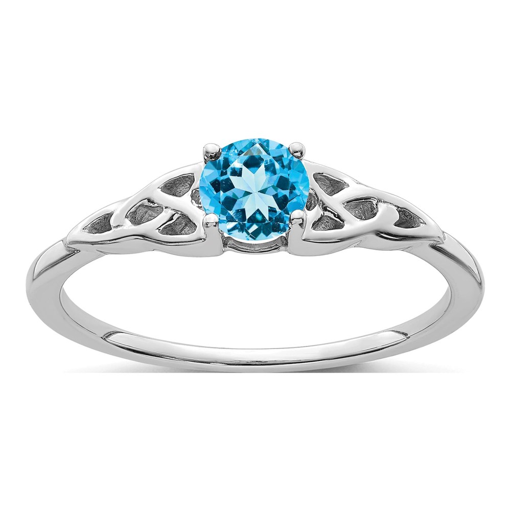 14K White Gold Sky Blue Topaz Celtic Knot Ring